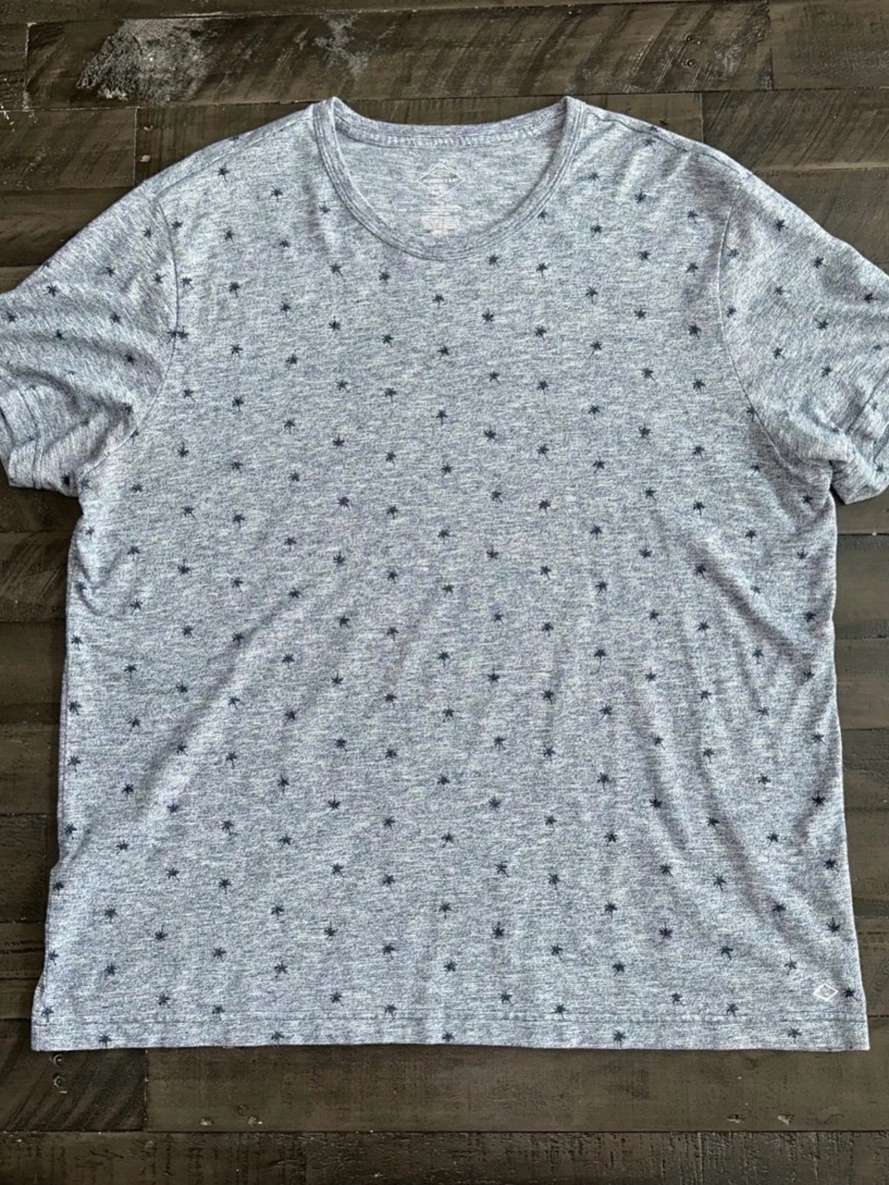 St. John's Bay Heather Blue Short-Sleeve Crew Tee with Navy Palm Trees
